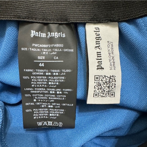 Palm Angels Classic Logo Cropped Track Pants 'Indigo Blue/Off White' Sz 44/XS US - Picture 14 of 15